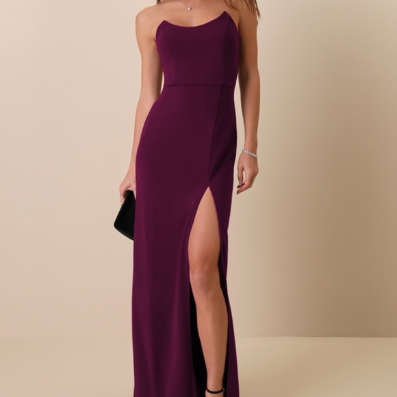Lulus Sensational Beauty Plum Purple Strapless Maxi Dress - Size S - Picture 1 of 1